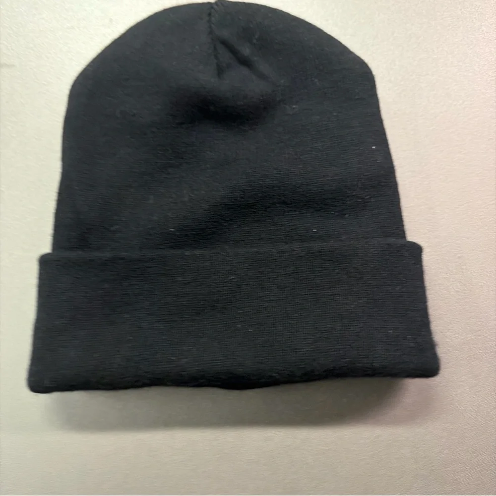 black knit‎ beanie with 
